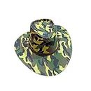 VINSON Men & Women Straw Western Cowboy Hat Big Brim Sun Summer Outing Curling Fishing Hat (Camo Dark Green)