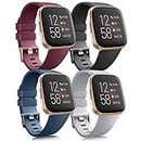 4 Pack Bands Compatible with Fitbit Versa 2 / Fitbit Versa/Versa Lite/Versa SE, Classic Soft Silicone Replacement Wristbands Straps for Fitbit Versa 2 Smart Watch Women Men