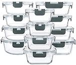 M MCIRCO Contenitori per alimenti in vetro, con coperchi 24 pezzi (12 contenitori + 12 coperchi)-senza BPA, ermetici - per cucina domestica o ristorante