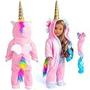 sweet dolly Doll Clothes Unicorn Costume Onesie Pajamas Rainbow Color Hair Bow Clips Fits 18 Inch Doll