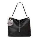 Women Tote Bag Top Handle Shoulder Satchel Bags Fashion Zipper Large Leather Purses and Handbags For Women,Pom Pom Keychain, Nero, 37 x 30 x15cm