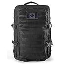 R.SASR Black Tactical Backpack, MilitaryBackpack, Molle Backpack, Hiking Backpack (Black)