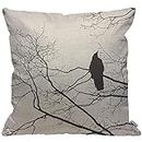 HGOD DESIGNS Funda de cojín de cuervo gótico en una rama de árbol, funda de almohada decorativa para el hogar para hombres/mujeres, sala de estar, dormitorio, sofá, silla, 45 x 45 cm