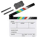 Acrylic Plastic Director's Film Clapboard Easy Wipe Cut Action Scene Clapper Board Slate with 2 pens and a Blackboard Eraser for Movies, TV Shows, Studio Live, DIY Videos.