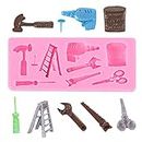 Tools Silicone Fondant Moulds Topper Hammer Spanner Tools Mold Chocolate Candy Jelly Mould Screwdriver and Hammer Fondant Mould for Cake Topper Dessert Decorating (Style 1)