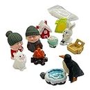 Moira Pack of 11 pcs Snow Theme Miniature Items with Snow Sand for Dollhouse Decor, Model Making, Craft Activity, Cake Topper, Plant Decoration, Fairy Gardens, Terrarium, Aquariums