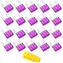 Bolatus 20Pcs Car Fuses 3A Mini Blade Fuses Automotive Replacement Fuse for Caravan Motorcycle Truck RV + Fuse Puller