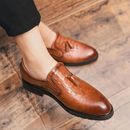 Herren-Brogue Pumps Slip-On-Quasten Spitzer Business Freizeit Formelle Schuhe
