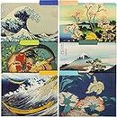 12 Pack of Hokusai Japanese Decorative File Folders, 1/3 Cut Tab, Letter Size for School, Office (6 Patterned Designs)
