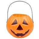 Sage Square Halloween Candy Bucket Portable Pumpkin Decor Treat Bag with Handle (Orange and Black)