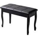 Solid Wood PU Leather Piano Bench Padded Double Duet Keyboard Seat Storage BLACK