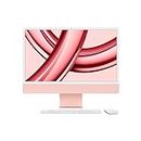 Apple 2023 iMac all-in-one desktop computer with M3 chip: 8-core CPU, 10-core GPU, 24-inch 4.5K Retina display, 8GB unified memory, 512GB SSD storage, matching accessories. Works with iPhone; Pink