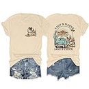 DUTUT I Got A Heart Like A Truck T Shirt Women Country Music Shirts Western Sunset Cowgirl Tops Vintage Graphic Tees Apricot