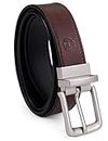 Timberland Men's Classic Leather Belt Reversible From Brown To Black, Brown/black, 32