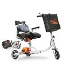 SuperHandy 3 Wheel Folding e-Mobility Device (Upgraded Design) - Electric Powered, Airline Friendly - Long Range Travel w/ 2 Detachable 48V Lithium-ion Batteries and Charger
