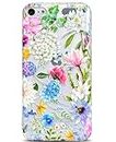 J.west iPod Touch 7 Case, iPod Touch 6 & 5 Case,Soft Clear Case with Floral Pattern Case Cover Transparent Slim Silicone Bumper Shell Case Garden Flower Case for iPod Touch 5th 6th 7th Generation