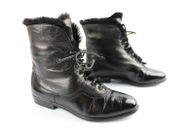 Vintage Bally Boots Stuffed Lace Black Leather T 36 Very Good Condition