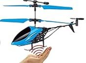 KINGZOMY Flying Helicopter with Hand Induction and Remote Control | Electronic Radio RC Remote Control Toy | Charging Helicopter with Safety Sensor for Kids I Blue Color I Pack of 1