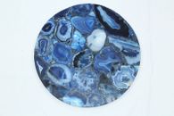 Handmade Semi precious coffee side Round Only table top Natural Blue Agate stone