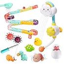 cute stone Bath Toy Bathtub Toy with Shower and Floating Squirting Toys, Fishing Game for Toddles and Babies