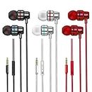 3 Pack Earphones, In-Ear Headphones Wired Earphones with Microphone and Volume Control, Noise Isolating and Deep Bass, Lightweight Earphones, 3.5 mm Earbuds Compatible with iPhone, iPad, Android