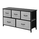 AZL1 Life Concept Extra Wide Dresser Storage Tower with Sturdy Steel Frame,5 Drawers of Easy-Pull Fabric Bins, Organizer Unit for Bedroom, Hallway, Entryway, Grey with Black