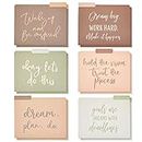 12 Pack Decorative File Folders, Letter Size for Women, Cute Earth Tone Aesthetic Office Supplies with Inspirational Sayings, 1/3 Cut Tabs (11.5 x 9.5 in)