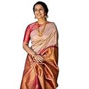 BE4ME.COM Women's Designer Pure Lichi Silk Indian Wedding Wear Saree with Unstitched Blouse Piece(Peach-1), free