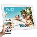 32GB 10.1 Inch WiFi Digital Photo Frame, Smart Motion Sensor,1280x800 IPS LCD Touchscreen, Auto-Rotate,Easy Share Photos or Videos via The Frameo App, The Best Choice for Gifting,White