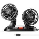 Zmirne Car Fan - Dual Head USB Fan for Car, Portable Vehicle Cooling Fan - Brushless Motor(2024 Upgraded) - 3 Speeds, 360° Rotation, for Car Dashboard, SUV/RV/Truck/Sedan/Cruise/Office, USB Powered