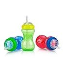 Nuby No-Spill Sippy Cup with Flex Straw for Boys - (3-Pack) 10-Ounce Bottles - Training Sippy Cups for Toddlers 12+ Months