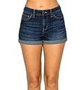 Wax Jean Butt I Love You Repreve High Waisted Sustainable Denim Shorts, Dunkles Denim, Mittel