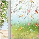 SIA VENDORS Window Privacy Film, Window Vinyl Glass Covering, Stained Glass Decorative Film Frosted, Static Window Clings, (12in x 5 Ft, Sparrow Birds)