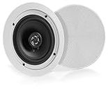 Pyle 5.25” 2 Pair Bluetooth Flush Mount In-wall In-ceiling 2-Way Speaker System Quick Connections Changeable Round/Square Grill Polypropylene Cone & Polymer Tweeter Stereo Sound 150 Watt (PDICBT552RD)