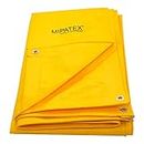 Mipatex Tarpaulin Sheet Waterproof Heavy Duty 12ft x 10ft with Rope 5m, Poly Tarp with Aluminium Eyelets every 3 feet - Multipurpose 130 GSM Plastic Cover for Truck, Roof, Rain, Outdoor or Sun (Yellow)