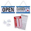 Open Signs for Business, Bundle of Office Hours Sign Will Return Clock with Suction Cups for Businesses Stores Restaurants Bars - Business Hour Closed Open Sign
