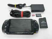 BLACK PSP 1000 Console, New 3600mAh Battery, 64GB MicroSD, OEM Charger - Ready