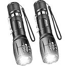 LED Flashlight, Ultra Bright XML T6 Handheld Flashlights - High Lumen, Zoomable, 5 Modes, Water-Resistant - Perfect for Camping Biking Home Emergency or Gift-Giving（2 Pack）