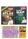 RBD Student Atlas + Blank Map outline Maps India And World By Khan Sir Hindi Medium Book With Shri Hanuman Chalisa Bhagwad Gita Fri