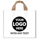100 SALIFECO Custom Plastic Bags with Logo, 2.36Mil Thick Personalized Gift Bags with Soft Loop Handles, Glossy Merchandise Bags for Small Business, Boutique, Retail, Parties (12x8x3.15In)