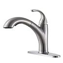 Pull Out Kitchen Faucet, Brushed Nickel Single Handle Single Lever Kitchen Sink Faucet Stainless Steel Faucet for Kitchen Sink, 1 Or 3 Hole Small Kitchen Faucets with Deck Plate