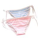 Carino Stile Giapponese Blu & rosa Stripe Mutandine Bikini Cosplay Cotone Biancheria Intima Fasciatura Anime Formato libero Caldo, Striscia C008, Medium
