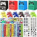 NEGOTIN 98 Pcs Video Game Party Favors, Party Favors - 12 set of party supplies Included Gift Bags,Game Keychain,Slap Bracelet,Stickers,Temporary Tattoos for Birthday Party Supplies