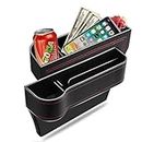 UCRAVO Car Seat Gap Filler Organizer, 1 Pack Multifunctional Car Seat Organizer, Auto Console Side Storage Box with Cup Holders Seat Hooks for Drink, Car Organizer Front Seat for Holding Phone