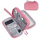 WWW Electronics Accessories Organiser Bag,Travel Cable Organiser Bag,2-Layers Portable Waterproof Travel Gadget Bag for Cable,SD Cards,Charger,Power Bank,Pink,Small