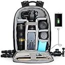 CADeN Camera Backpack Professional DSLR Bag with USB Charging Port Rain Cover Photography Laptop Backpack for Women Men Waterproof Camera Case Compatible for Sony Canon Nikon Lens Tripod Accessories
