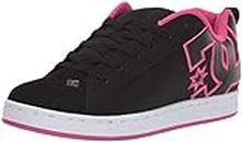 DC Women's Court Graffik Casual Low Top Skate Shoe, Black/Pink Stencil, 6.5