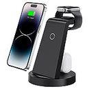 3 in 1 Charging Station for iPhone, Wireless Charger for iPhone 15 14 13 12 11 X Pro Max & Apple Watch - Charging Stand Dock for AirPods
