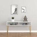 Redwud Huxley Console Tables Sofa Table Side Table Hallway Enteryway Living Room Wood Top & Metal Frame (White/Golden) D.I.Y