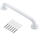 BTSKY 40cm Stainless Steel Bath Grab Shower Handle with Anti-Slip Grip - Disabled Elderly Children Mobility & Daily Living Aids Assist Safety Support Handle, Towel Holder, White